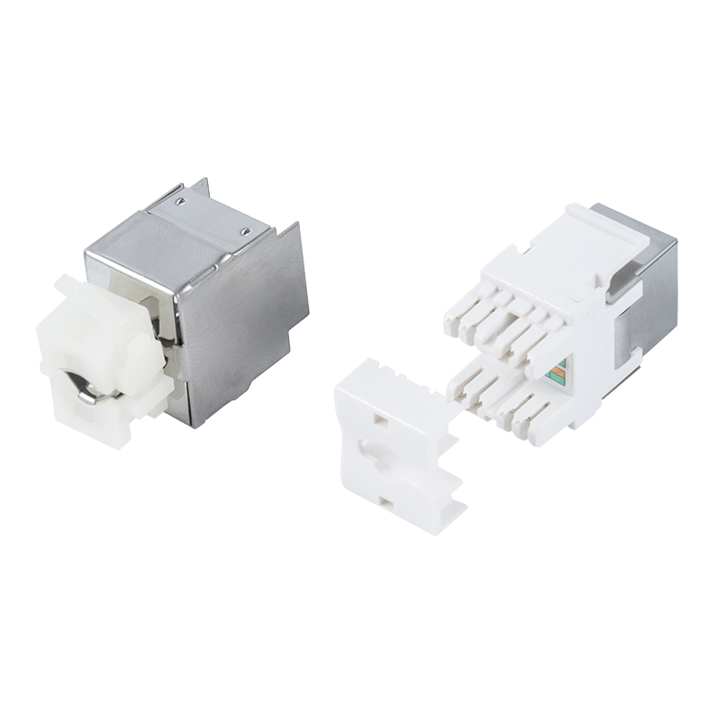 Cat6A シールド付き 180° キーストン ジャック (金属ケース付き) SM-2064SD8C6A