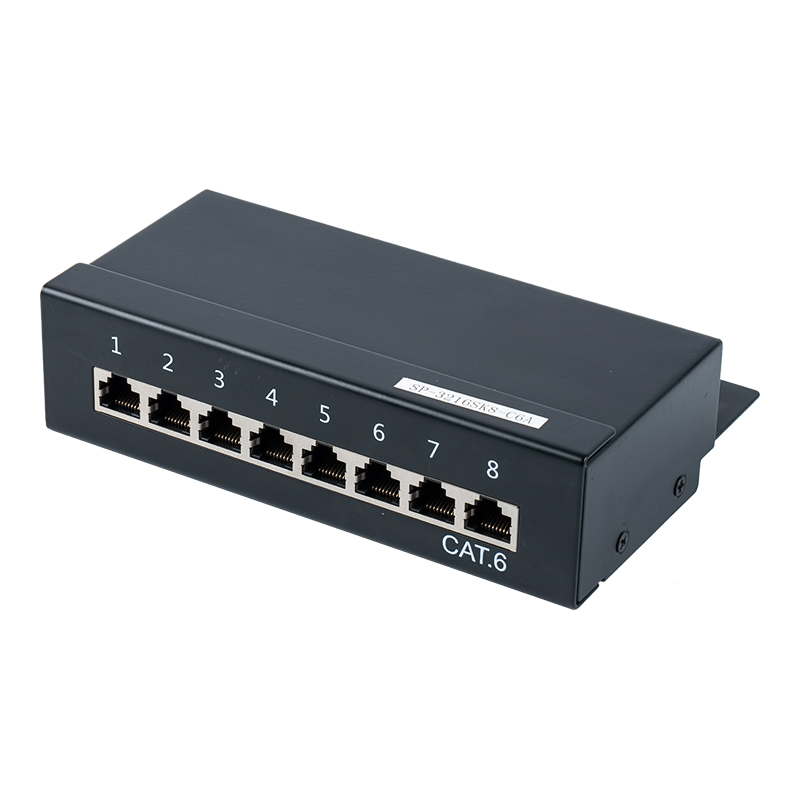 カテゴリ6 1Uシールド8ポートパッチパネル SP-3216SK8-C6
