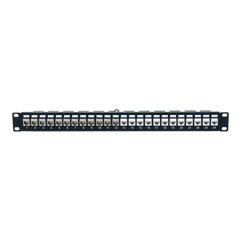 19インチ 1U 24ポート シールドパッチパネル（C6Aモジュール付き） SP-3246S-24P