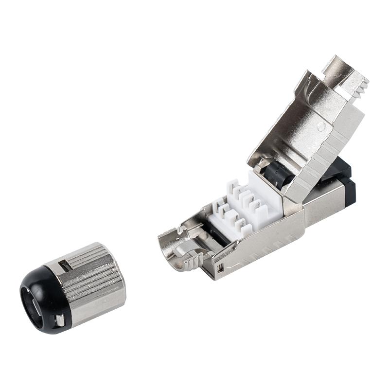 Cat7 シールド ツールレス RJ45 コネクタ (黒色プラスチック スプリング クリップ付き) RJ-G60S-1-C7 Cat7 シールド ツールレス RJ45 コネクタ (黒色プラスチック スプリング クリップ付き) RJ-G60S-1-C7