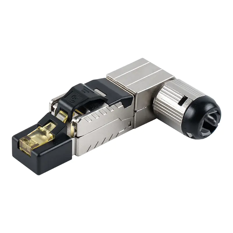 Cat7 シールド付きツールレス RJ45 コネクタ (先端角度 90 度) RJ-G90S-1-C7