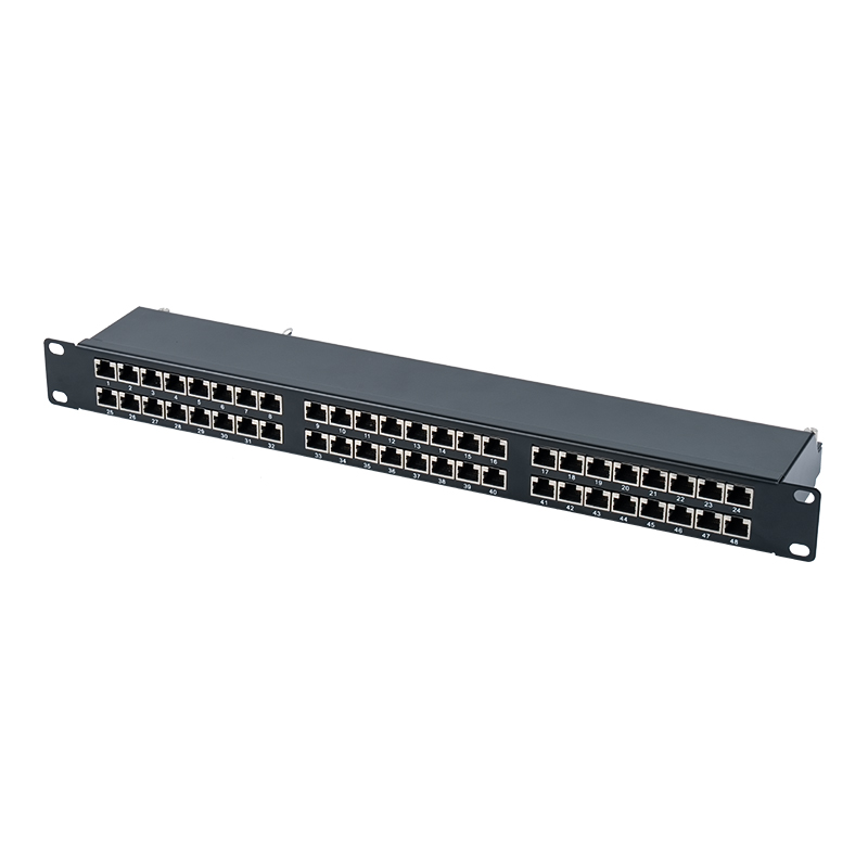 Cat6e 19 インチ 1U シールド 48 ポート パッチ パネル SP-3262SK48-C6A