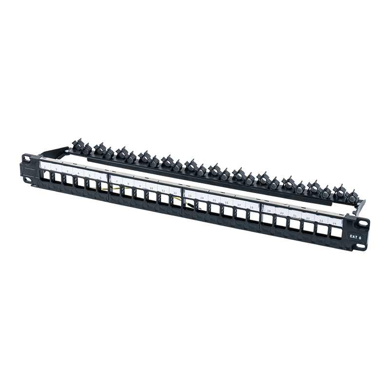 19インチ 1U 24ポート アンシールドラック(折りたたみ式ブラケット) SP-3402-24P