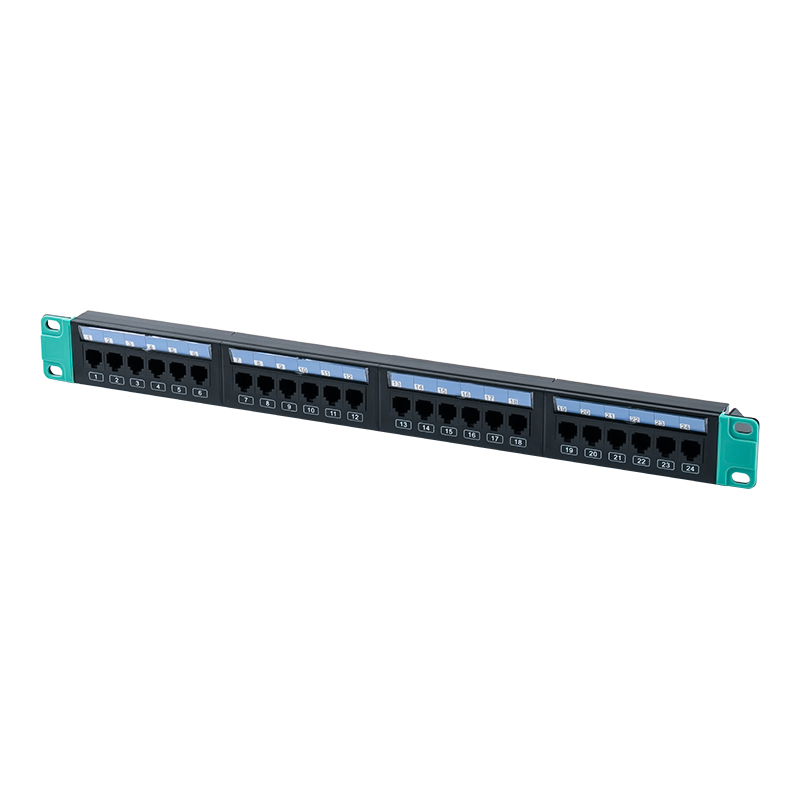 19 インチ 1U 24 ポート シールドなしラック (交換可能なプラスチック カードストック付き) SP-3406-24P